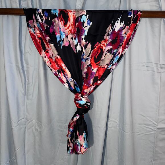 Kate Spade Navy Blue Silk Floral Scarf - Picture 6 of 7